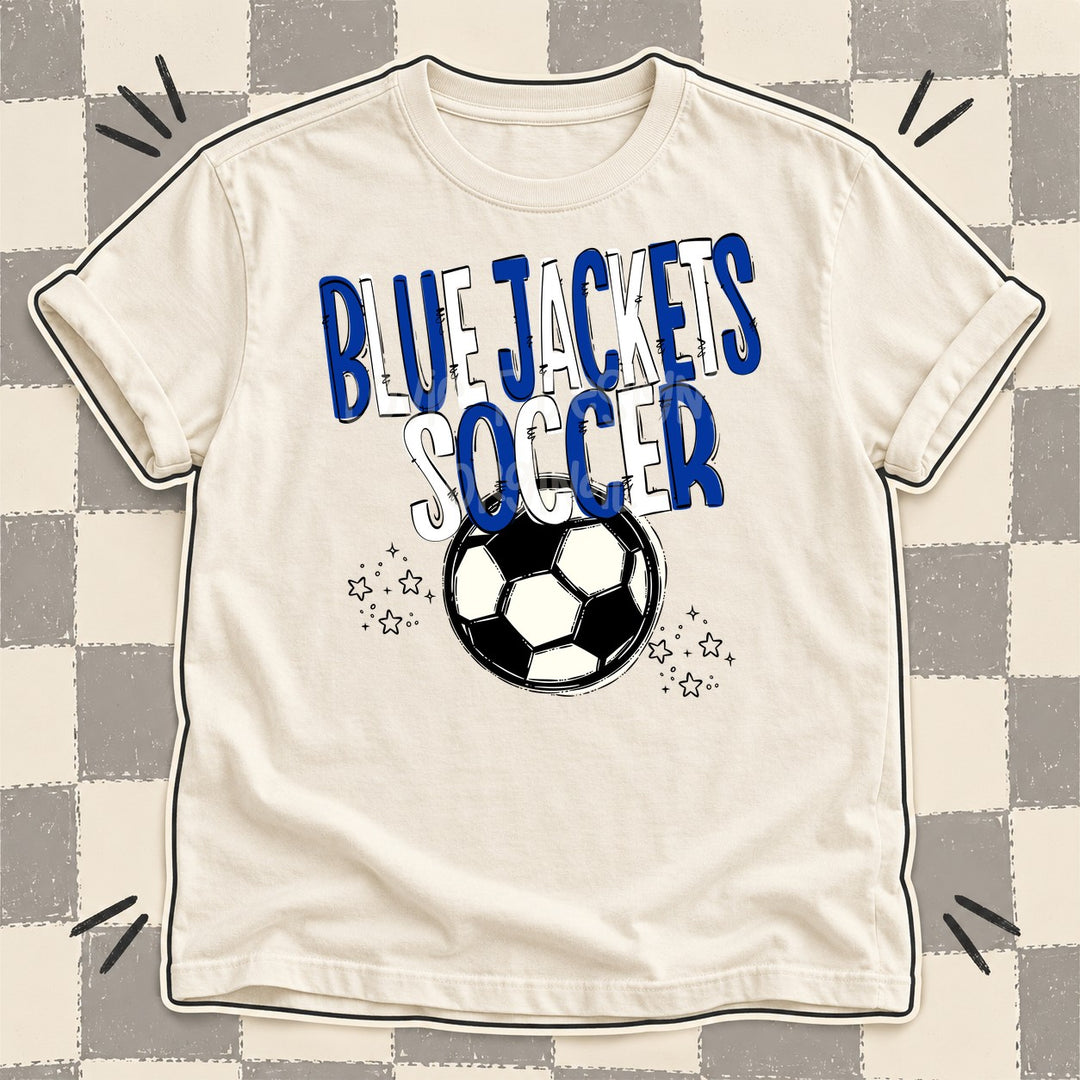 Blue Jackets Royal Blue White Team Go Soccer Mascots DTF transfer mockup