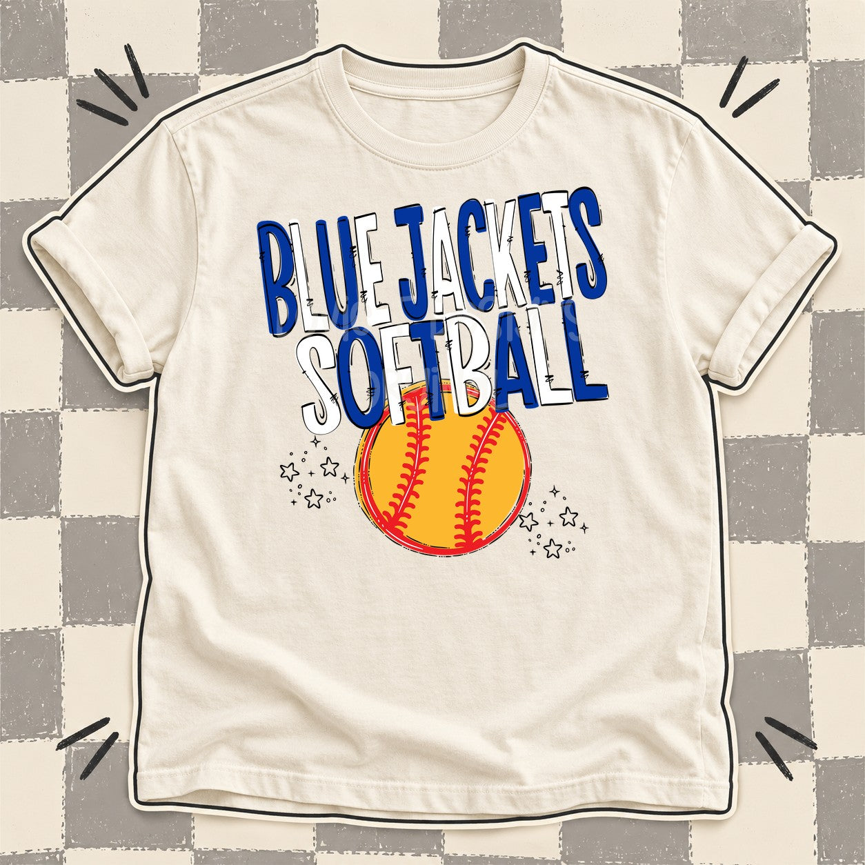 Team Go Softball Mascots Blue Jackets Royal Blue White design