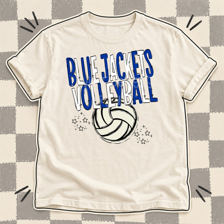 Blue Jackets Royal Blue White Team Go Volleyball Mascots DTF transfer mockup