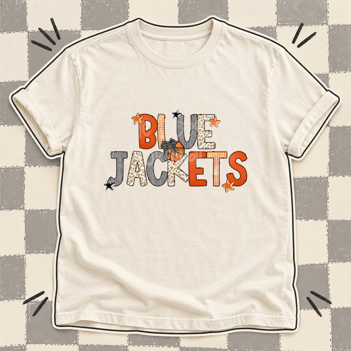 Blue Jackets Mixed Doodle Basketball Mascots – Hoops Houndstooth DTF transfer mockup
