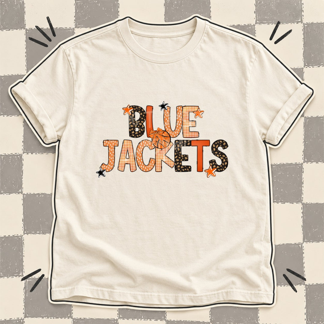 Blue Jackets Mixed Doodle Basketball Mascots – Leopard Court DTF transfer mockup