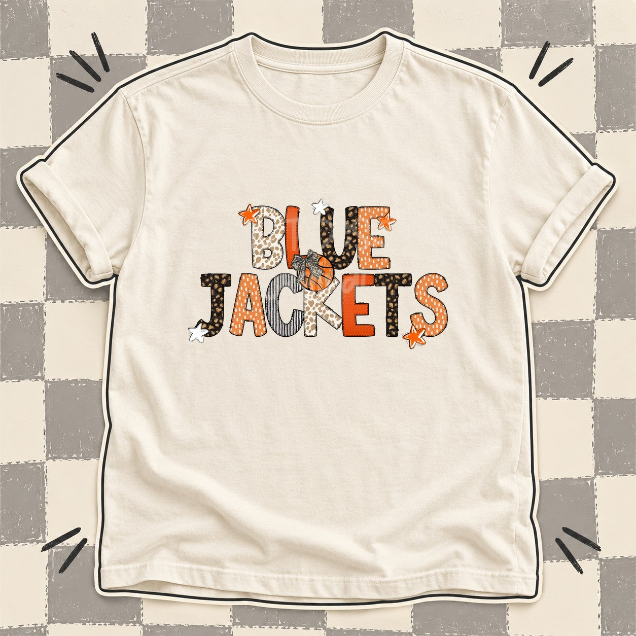 Mixed Doodle Basketball Mascots – Orange and Brown Blue Jackets design