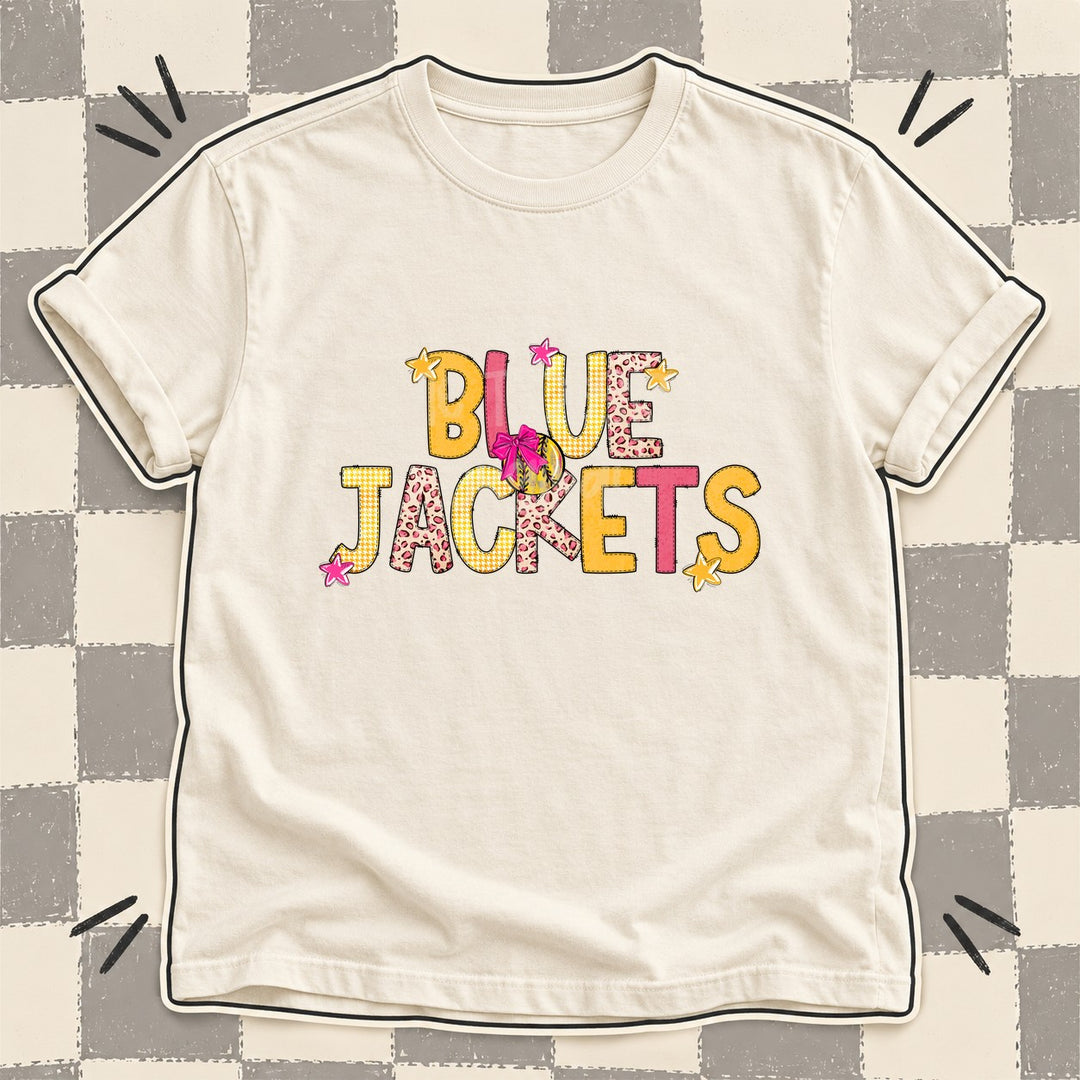 Blue Jackets Mixed Doodle Softball Mascots – Stitched Softball DTF transfer mockup