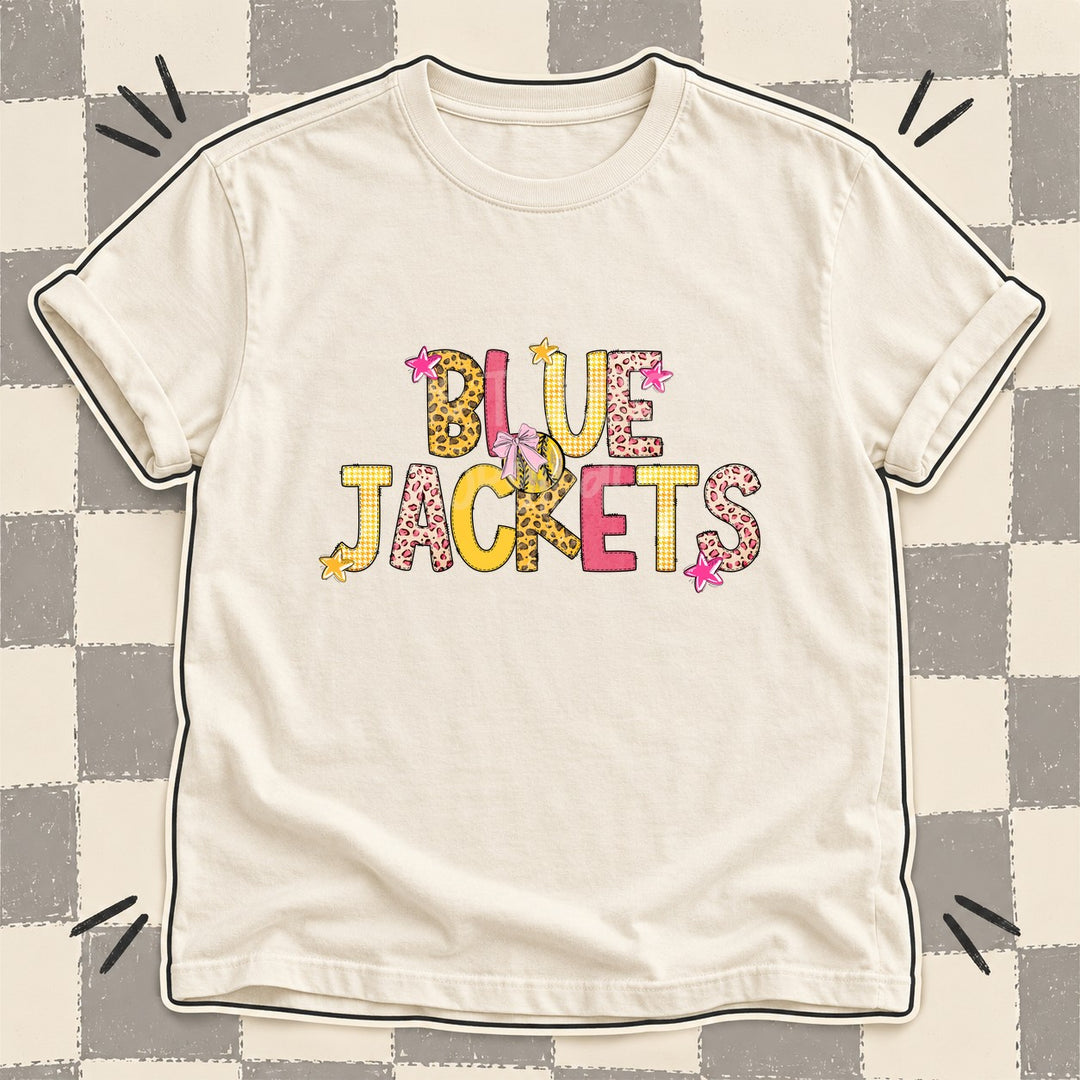 Blue Jackets Mixed Doodle Softball Mascots – Sunshine Leopard DTF transfer mockup