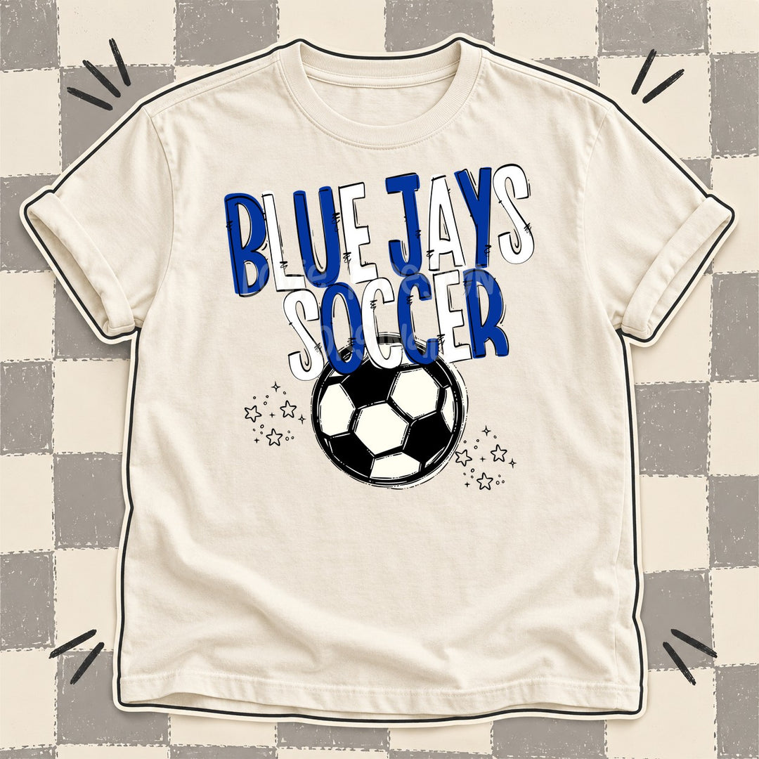 Blue Jays Royal Blue White Team Go Soccer Mascots DTF transfer mockup