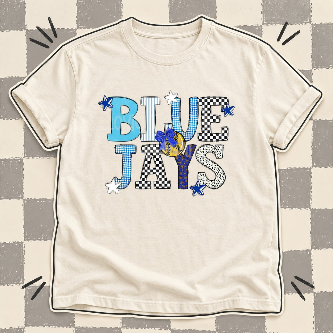 Blue Jays Royal Blue White Mixed Doodle Softball Mascots – Mascot Colors DTF transfer mockup