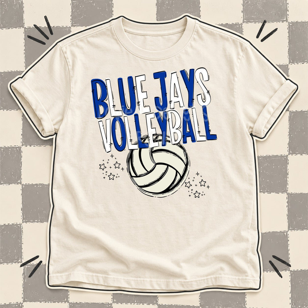 Blue Jays Royal Blue White Team Go Volleyball Mascots DTF transfer mockup