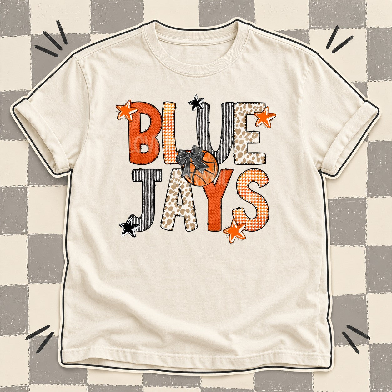 Mixed Doodle Basketball Mascots – Hoops Houndstooth Blue Jays design