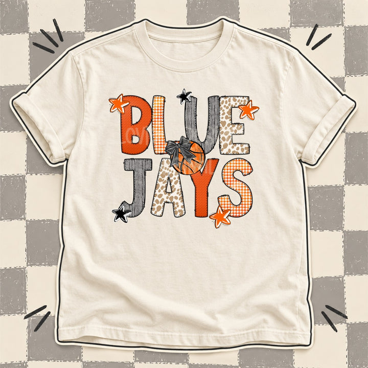 Blue Jays Mixed Doodle Basketball Mascots – Hoops Houndstooth DTF transfer mockup