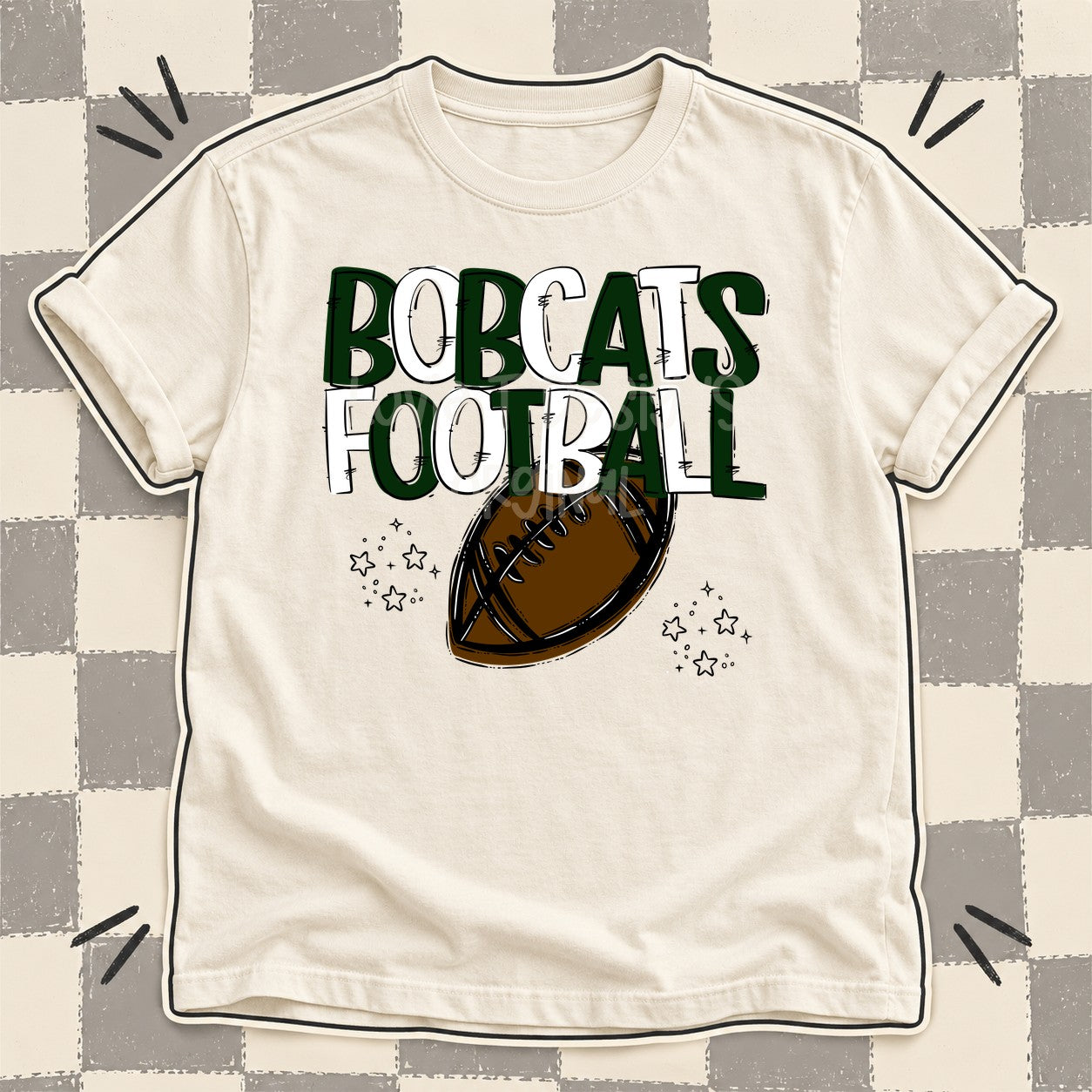Team Go Football Mascots Bobcats Dark Green White design
