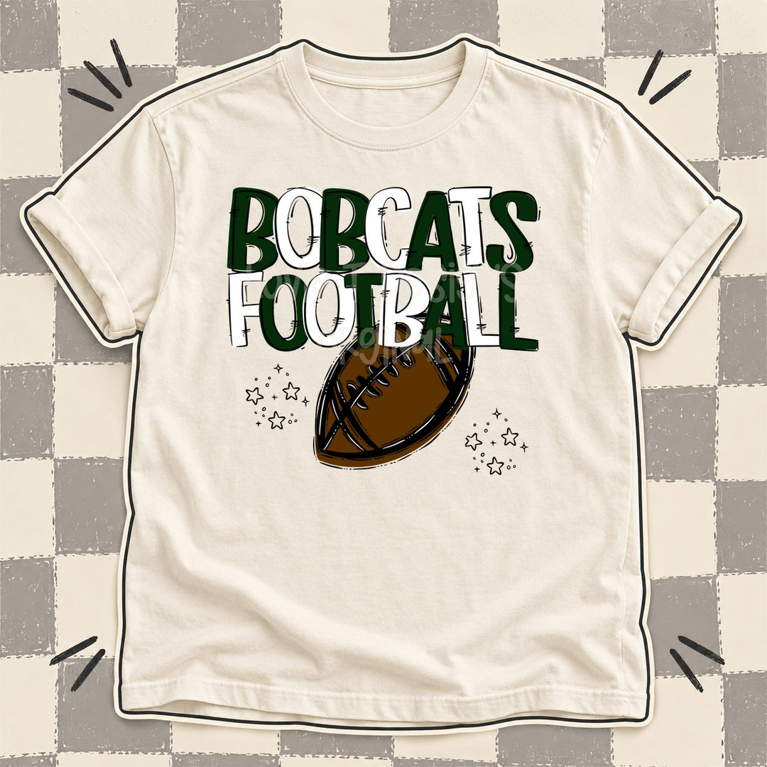 Bobcats Dark Green White Team Go Football Mascots DTF transfer mockup