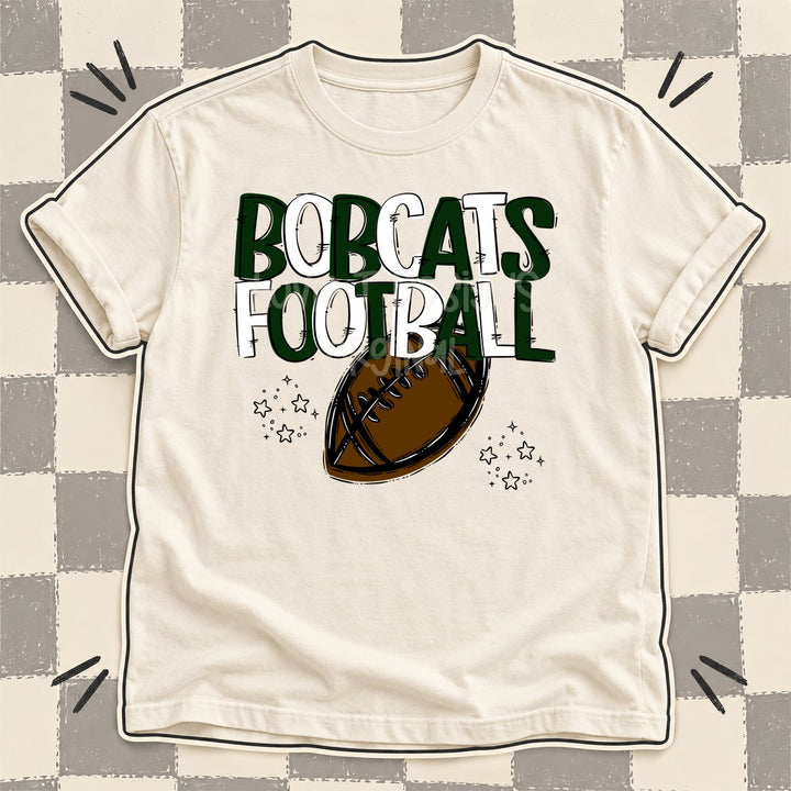 Bobcats Dark Green White Team Go Football Mascots DTF transfer mockup