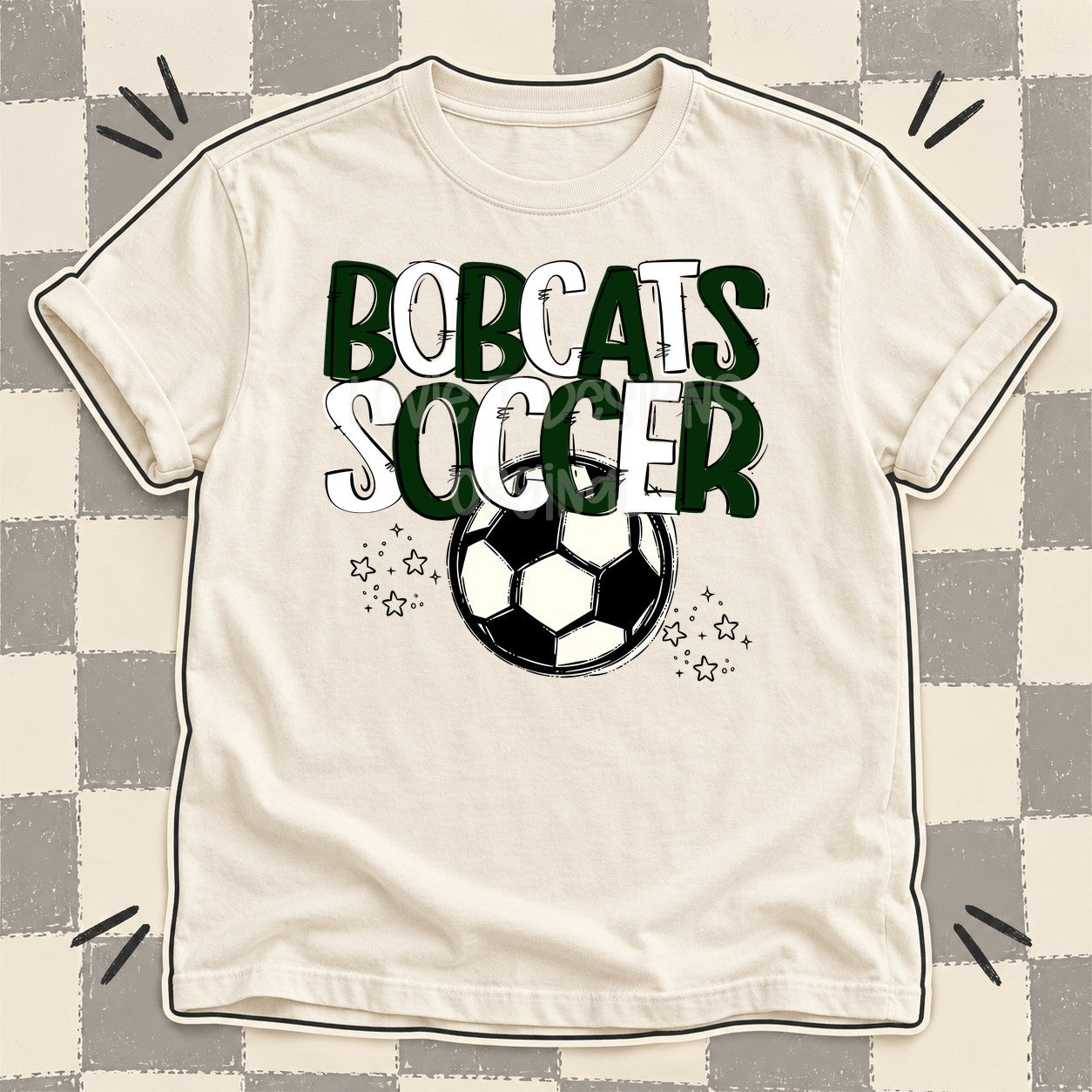 Team Go Soccer Mascots Bobcats Dark Green White design