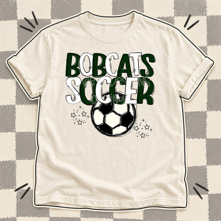 Bobcats Dark Green White Team Go Soccer Mascots DTF transfer mockup