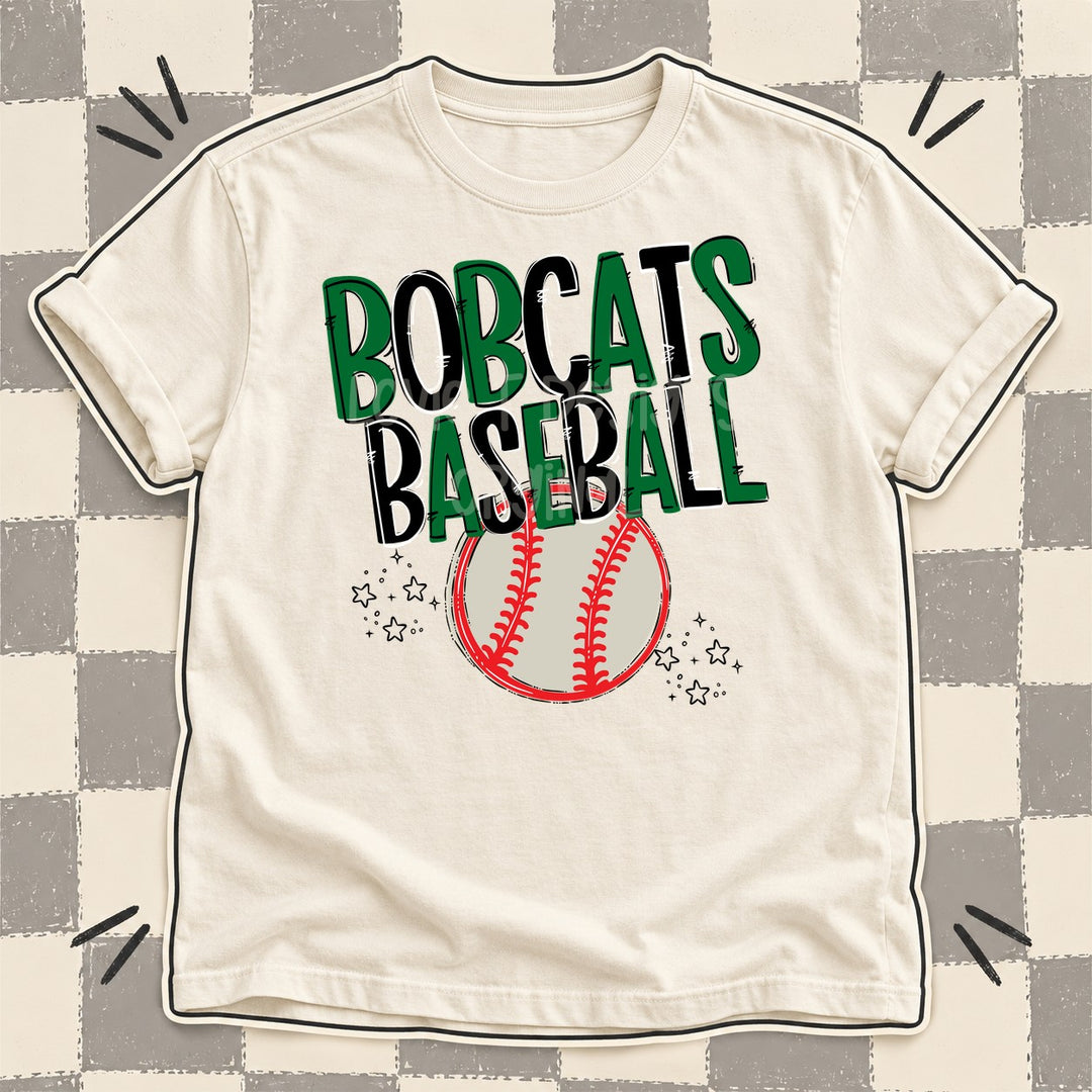 Bobcats Kelly Green Black Team Go Baseball Mascots DTF transfer mockup