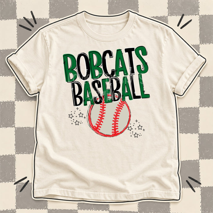 Bobcats Kelly Green Black Team Go Baseball Mascots DTF transfer mockup