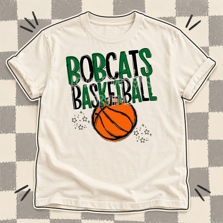 Bobcats Kelly Green Black Team Go Basketball Mascots DTF transfer