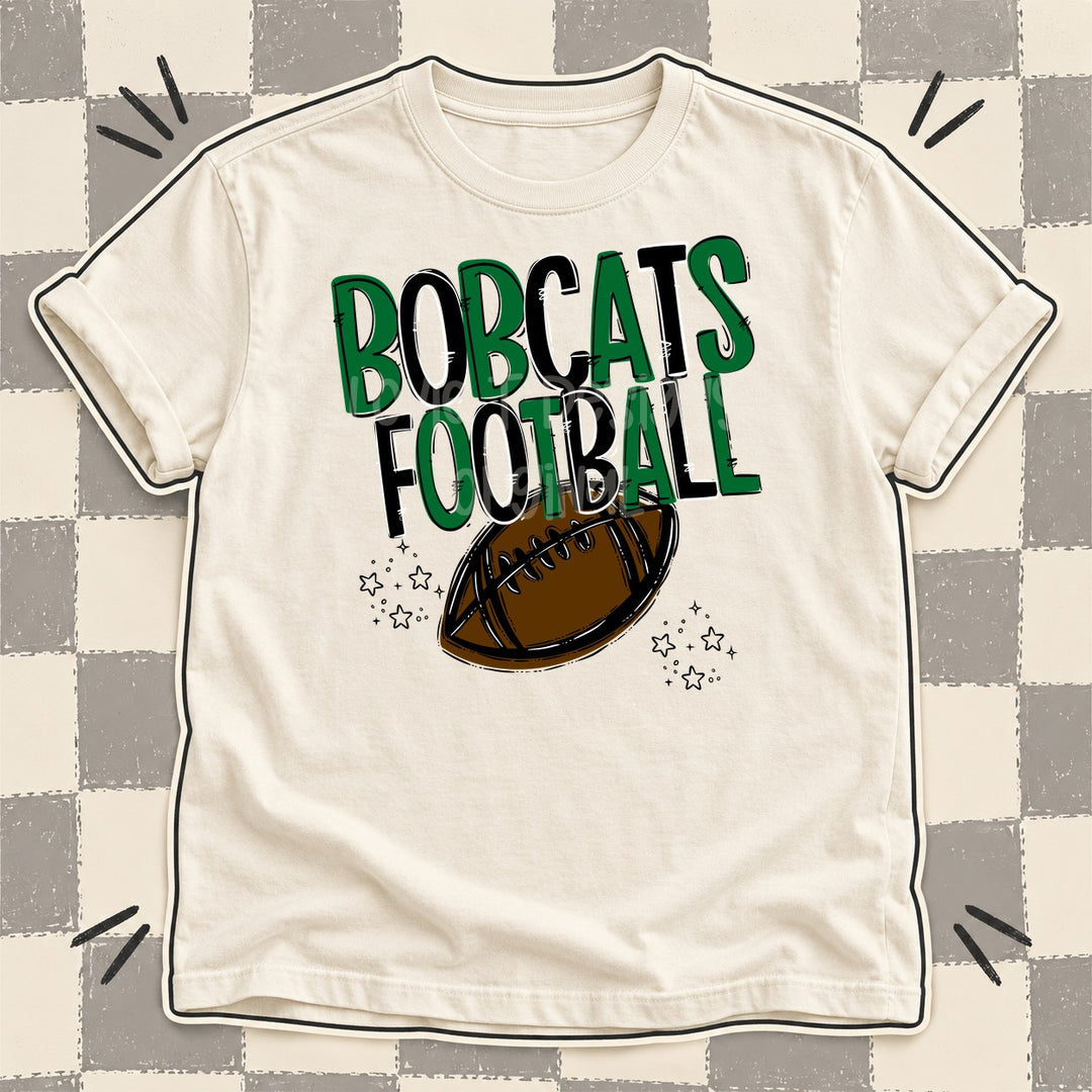 Bobcats Kelly Green Black Team Go Football Mascots DTF transfer mockup
