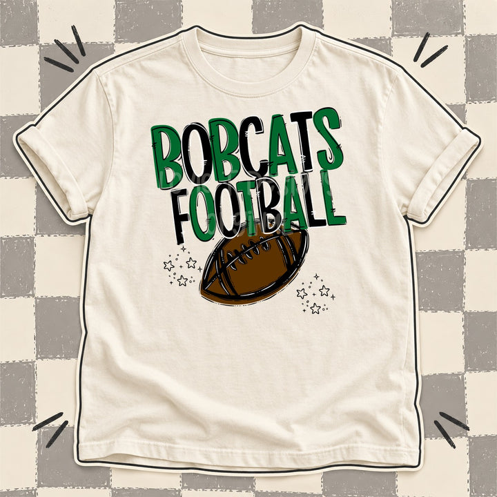 Bobcats Kelly Green Black Team Go Football Mascots DTF transfer mockup