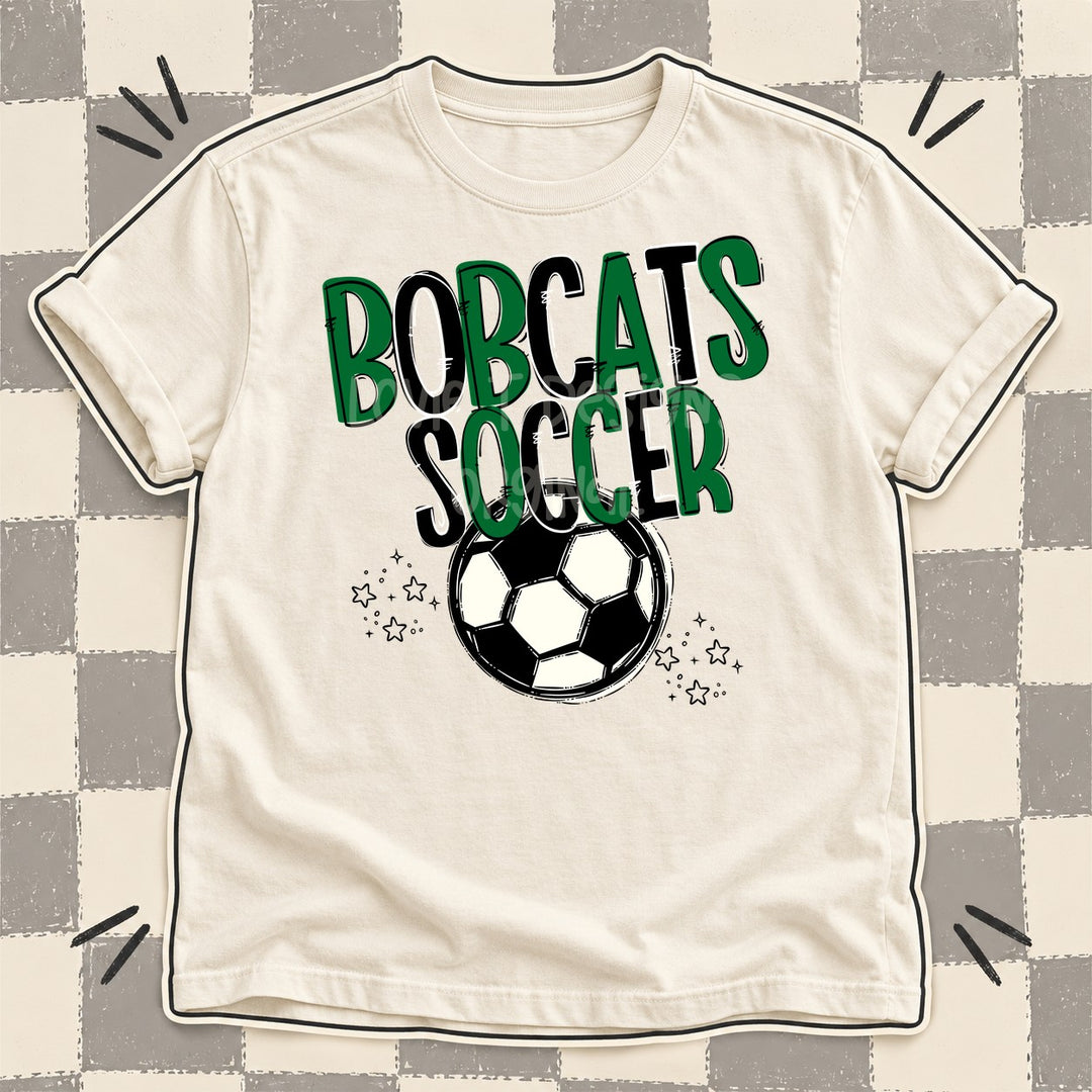 Bobcats Kelly Green Black Team Go Soccer Mascots DTF transfer mockup