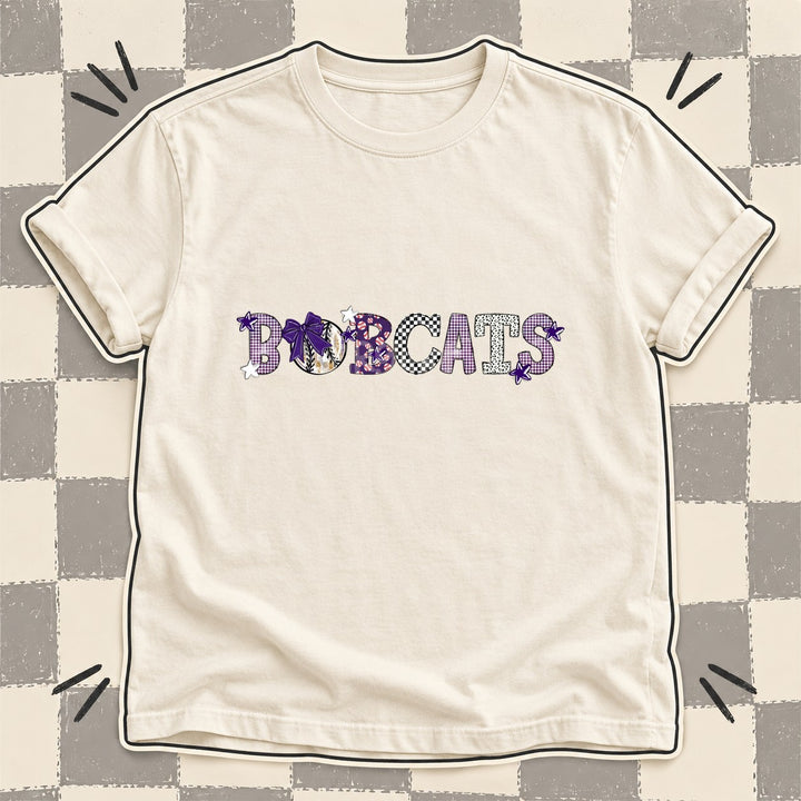 Bobcats Purple White Mixed Doodle Baseball Mascots – Mascot Colors DTF transfer mockup