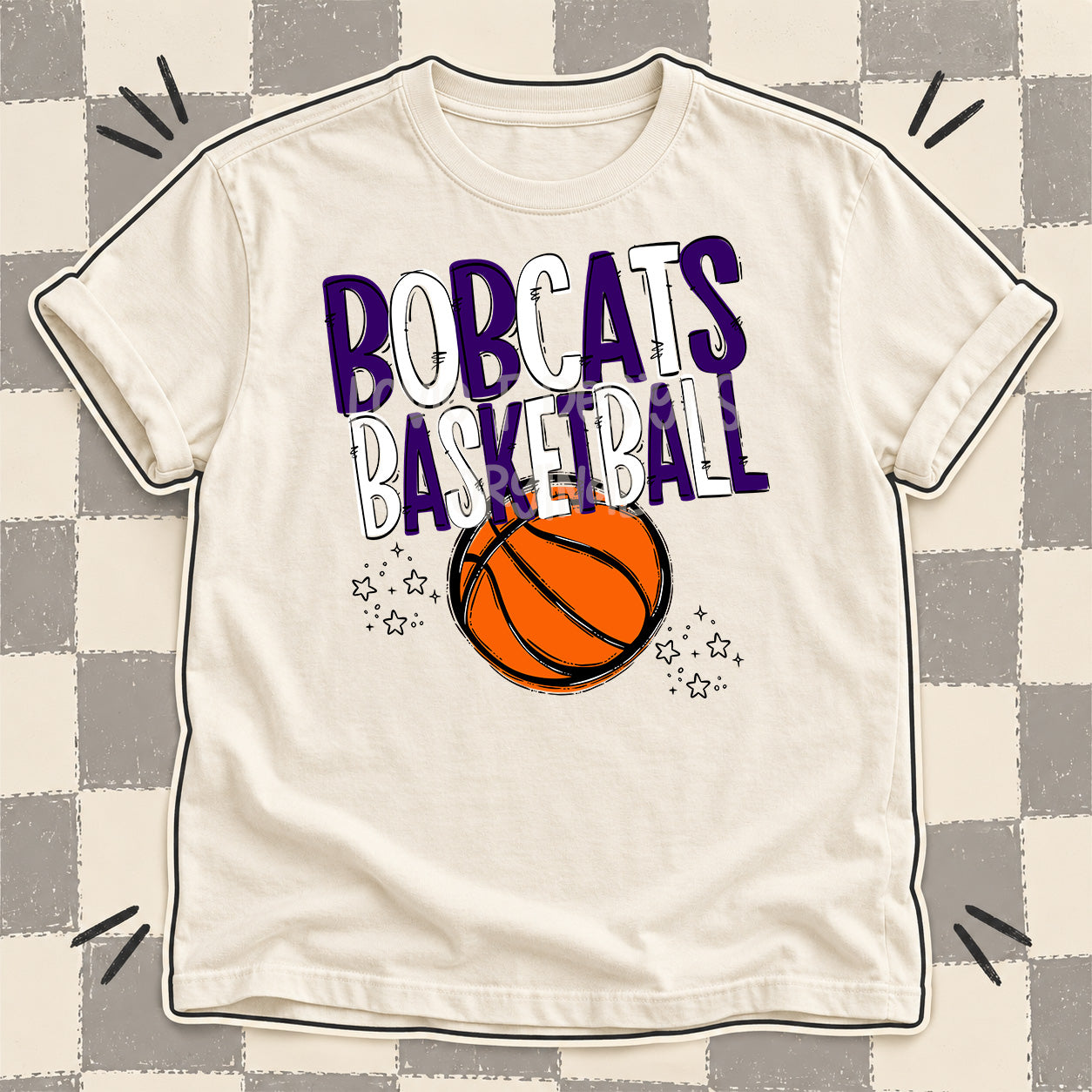 Team Go Basketball Mascots Bobcats Purple White design