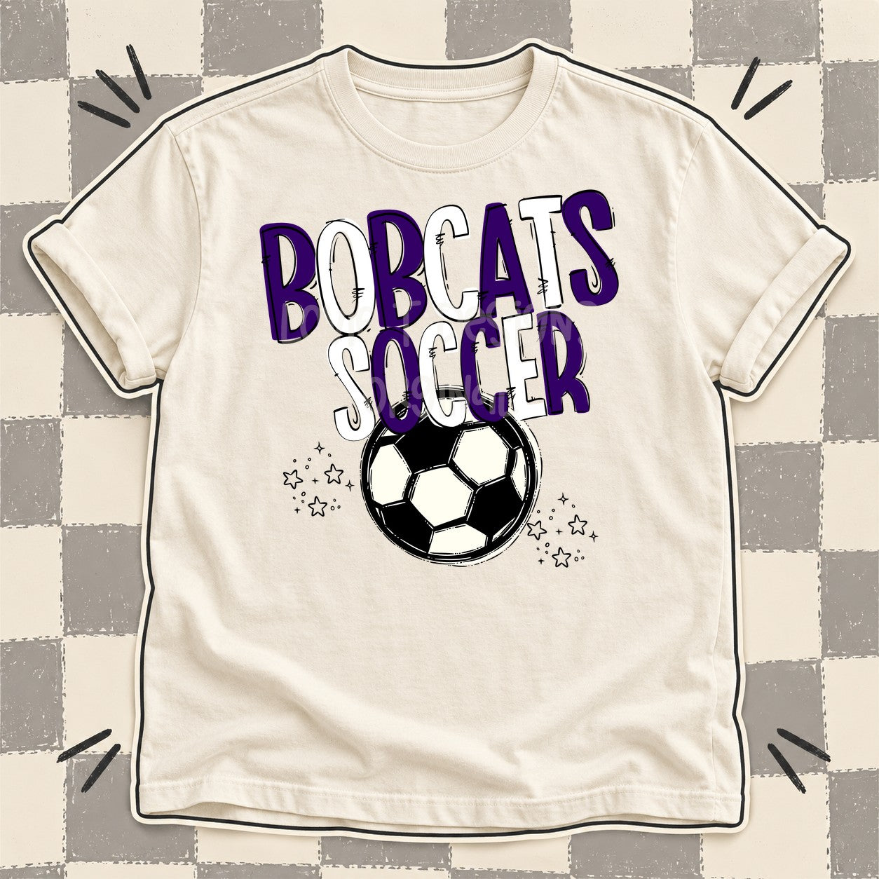 Team Go Soccer Mascots Bobcats Purple White design