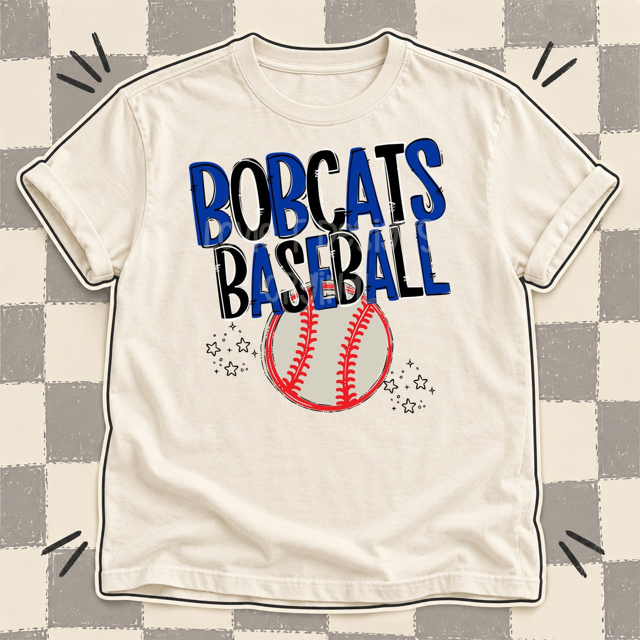 Team Go Baseball Mascots Bobcats Royal Blue Black design