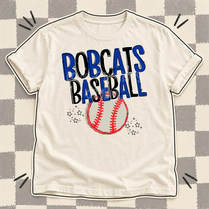 Bobcats Royal Blue Black Team Go Baseball Mascots DTF transfer mockup