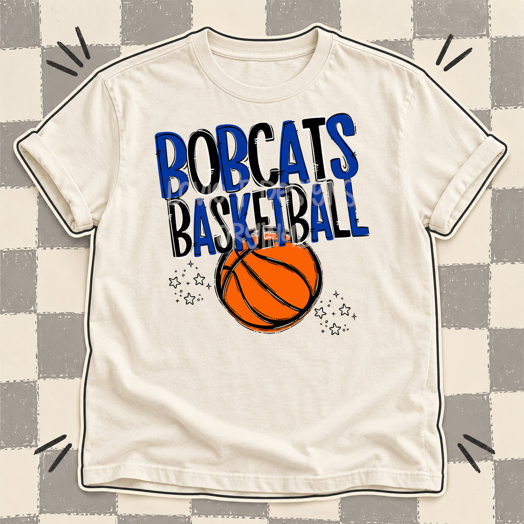 Bobcats Royal Blue Black Team Go Basketball Mascots DTF transfer