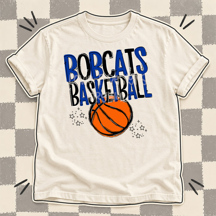 Bobcats Royal Blue Black Team Go Basketball Mascots DTF transfer