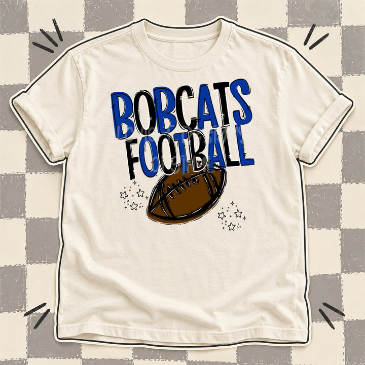 Bobcats Royal Blue Black Team Go Football Mascots DTF transfer mockup