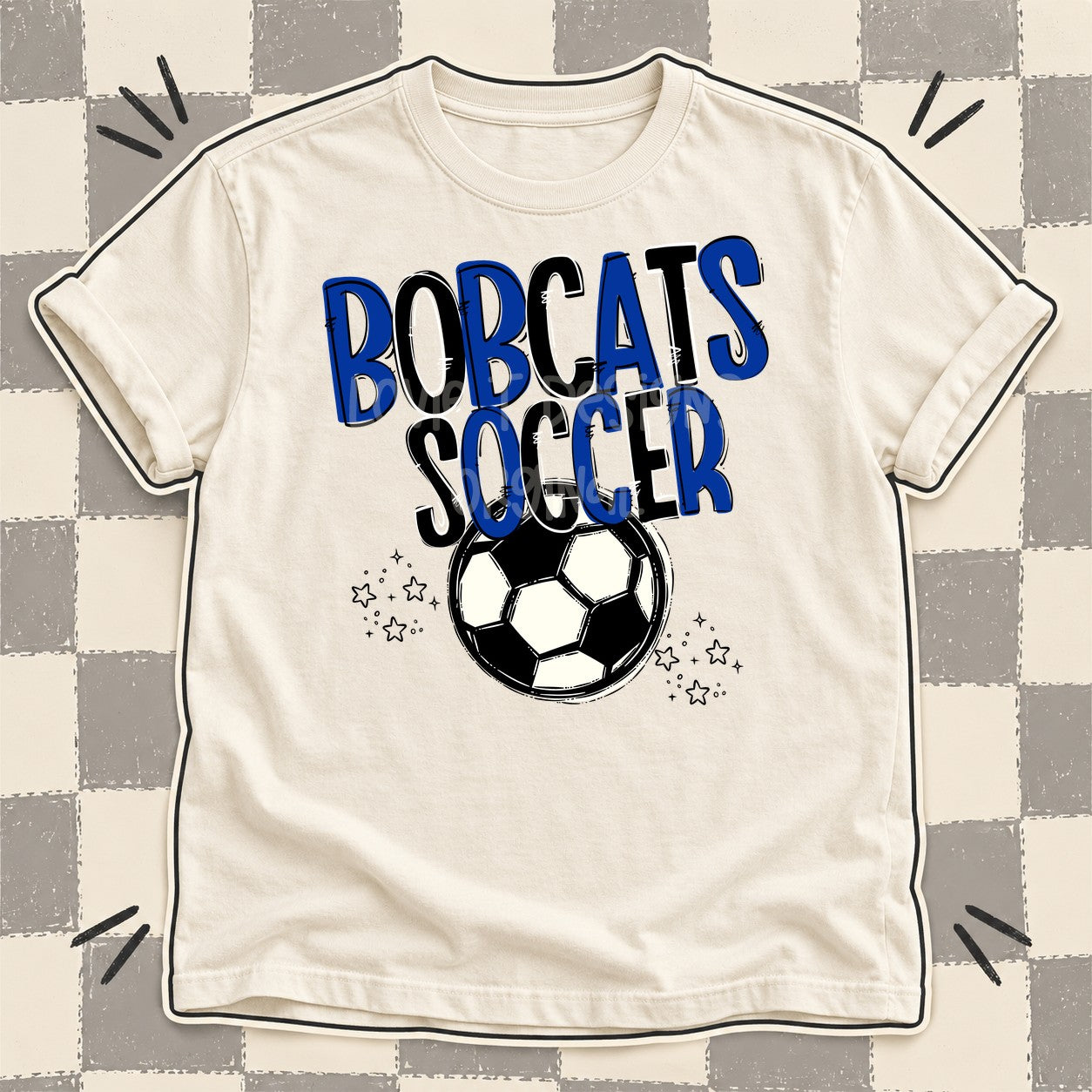 Team Go Soccer Mascots Bobcats Royal Blue Black design