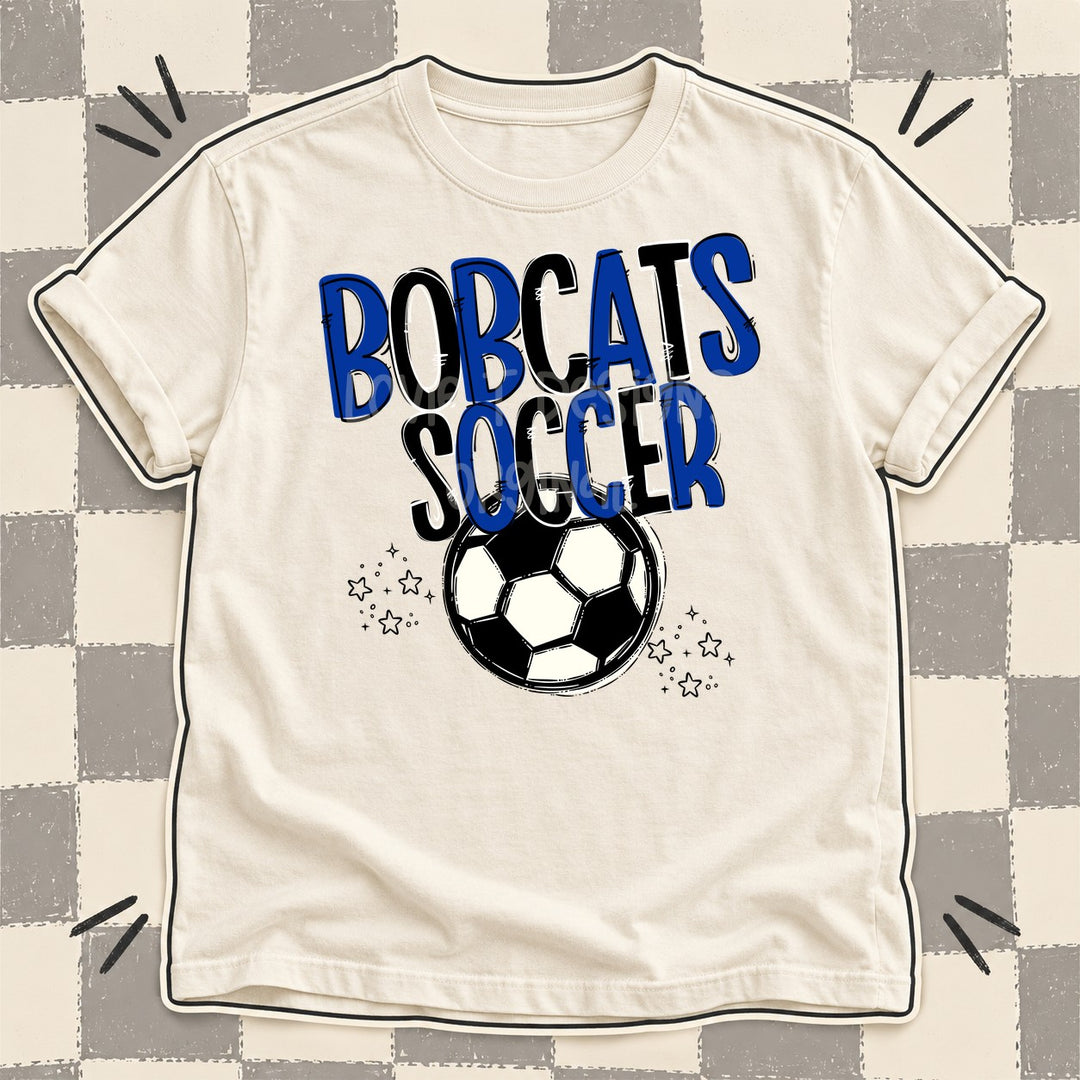 Bobcats Royal Blue Black Team Go Soccer Mascots DTF transfer mockup