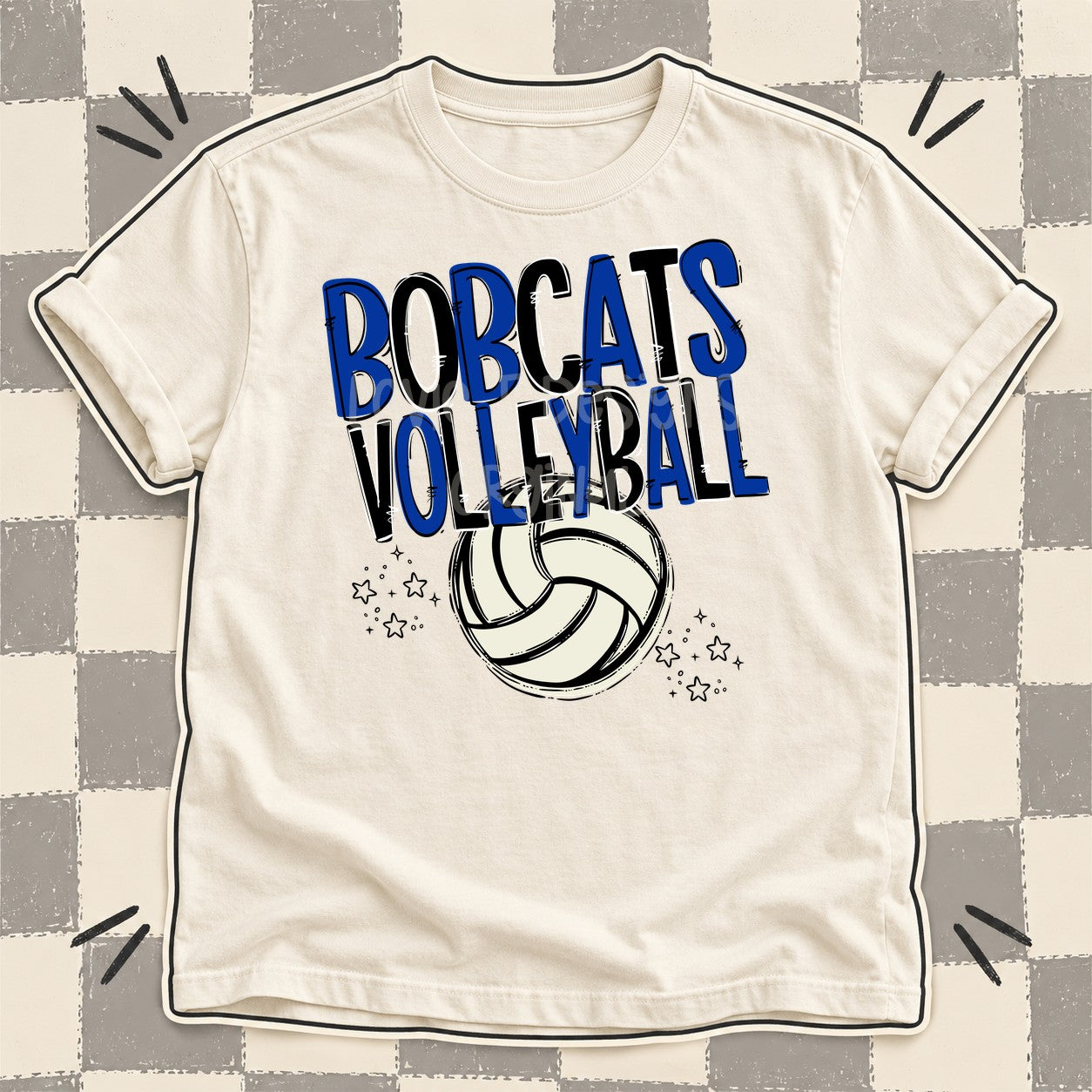 Team Go Volleyball Mascots Bobcats Royal Blue Black design