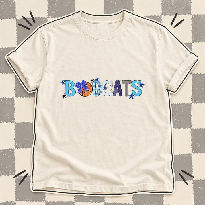 Bobcats Royal Blue Black White Mixed Doodle Basketball Mascots – Mascot Colors DTF transfer mockup