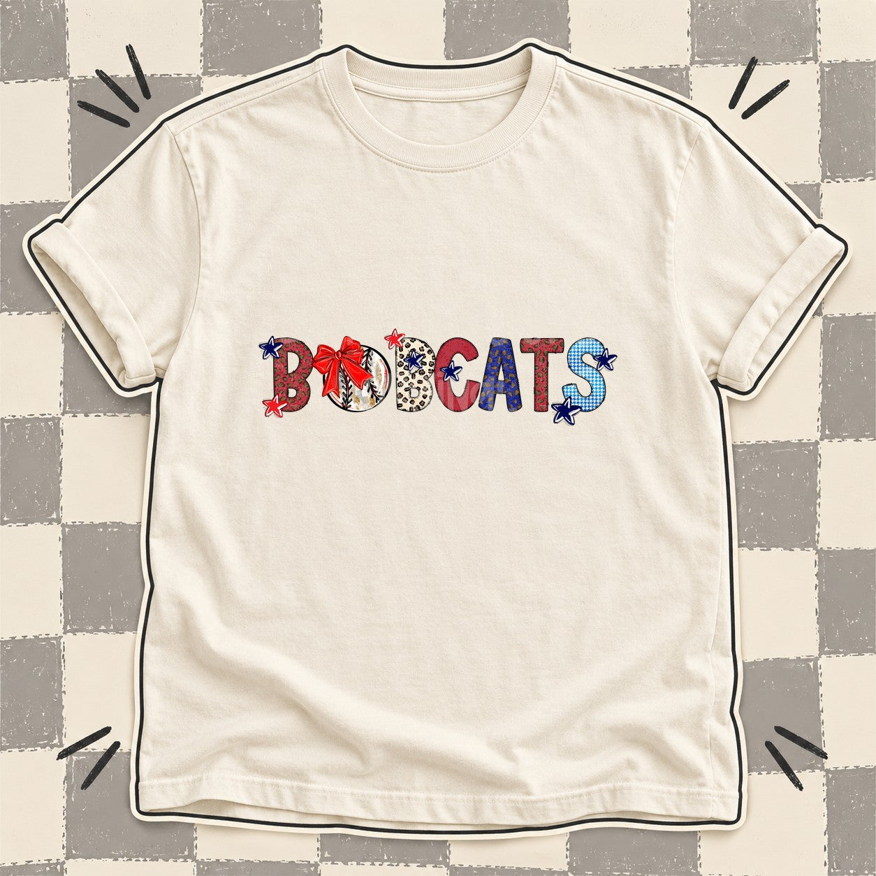Mixed Doodle Baseball Mascots – Leopard Red Navy Bobcats design