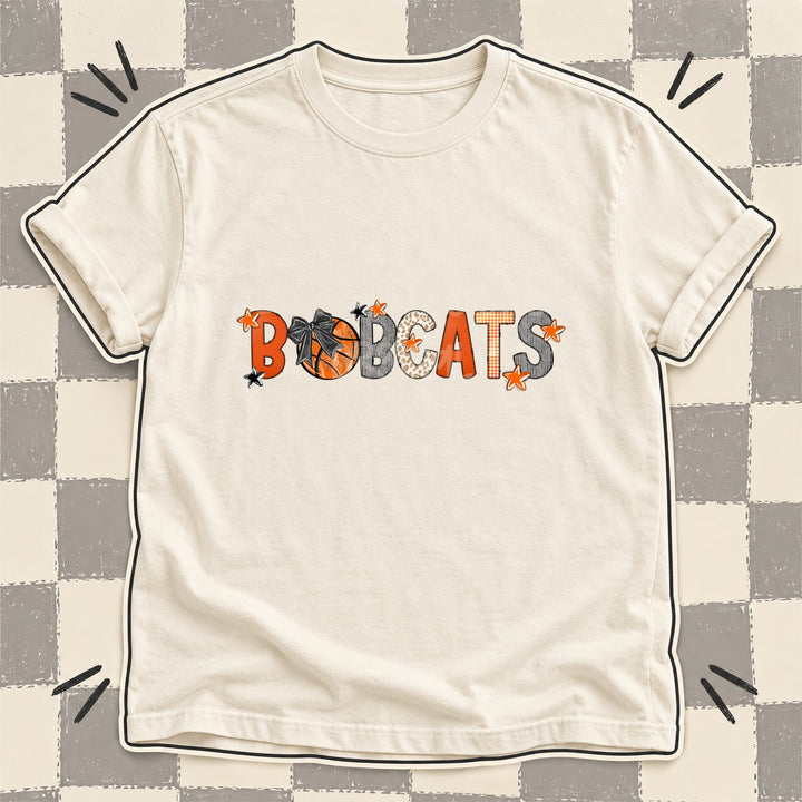 Bobcats Mixed Doodle Basketball Mascots – Hoops Houndstooth DTF transfer mockup