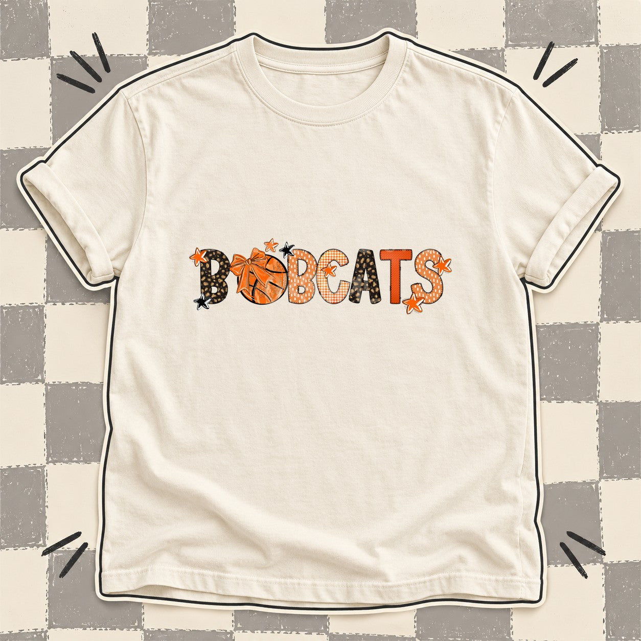 Mixed Doodle Basketball Mascots – Leopard Court Bobcats design