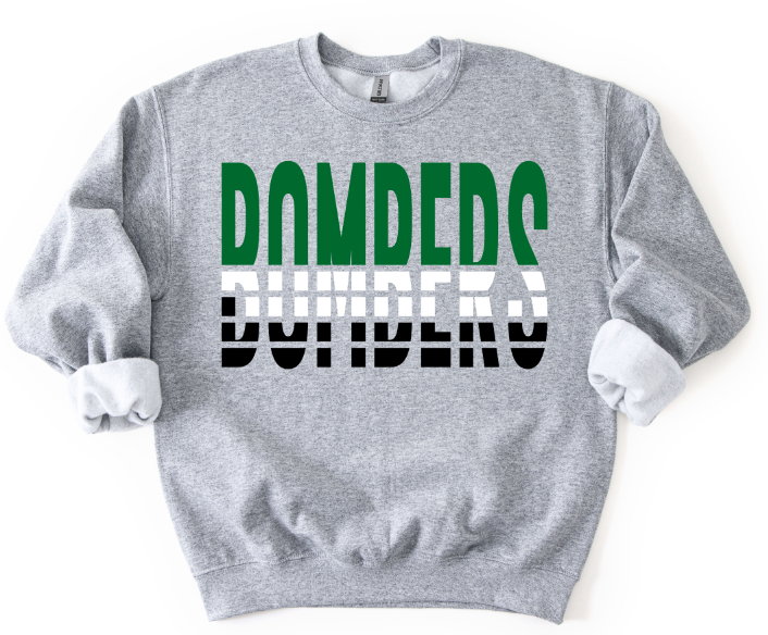 Bombers Split Varsity Kelly Green White and Black DTF transfer design – image 1