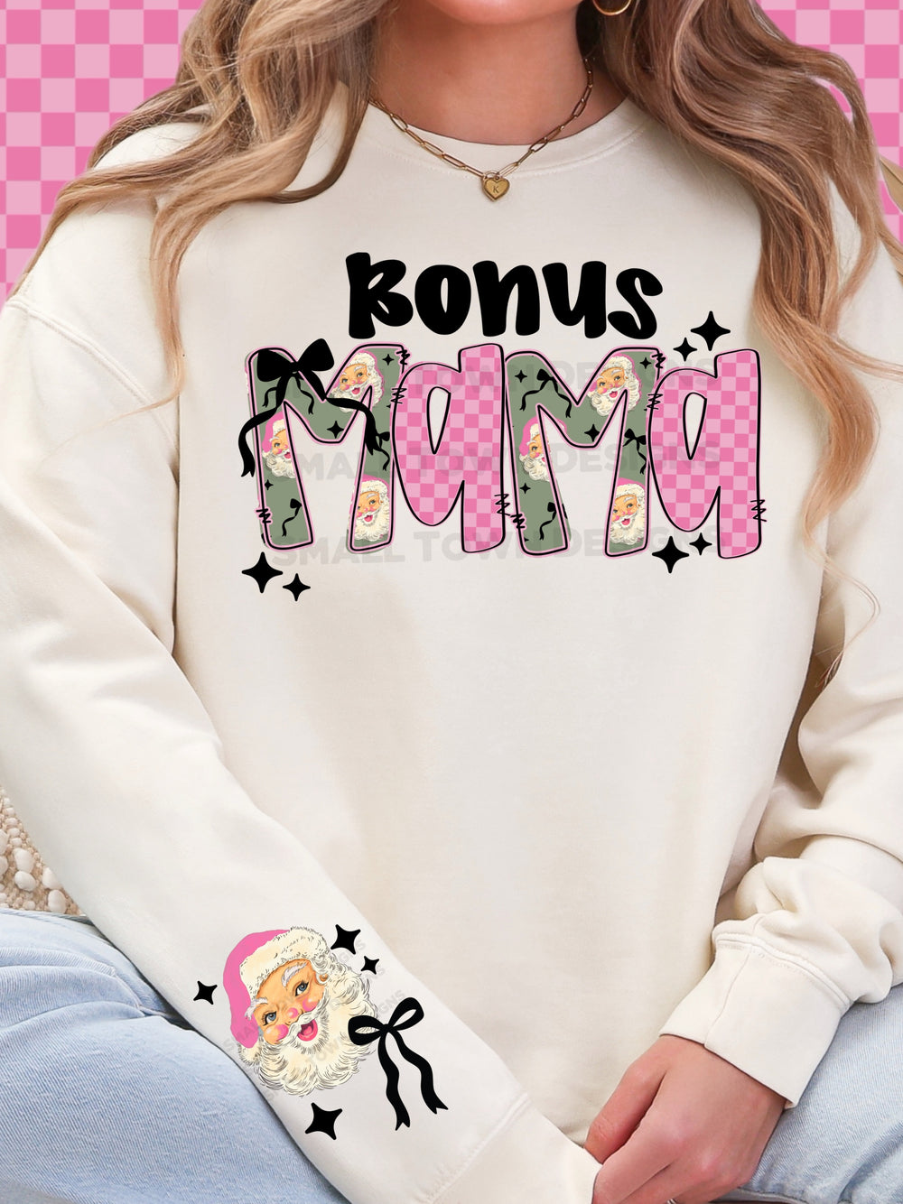 Pink Santa Sleeve DTF transfer design – image 1