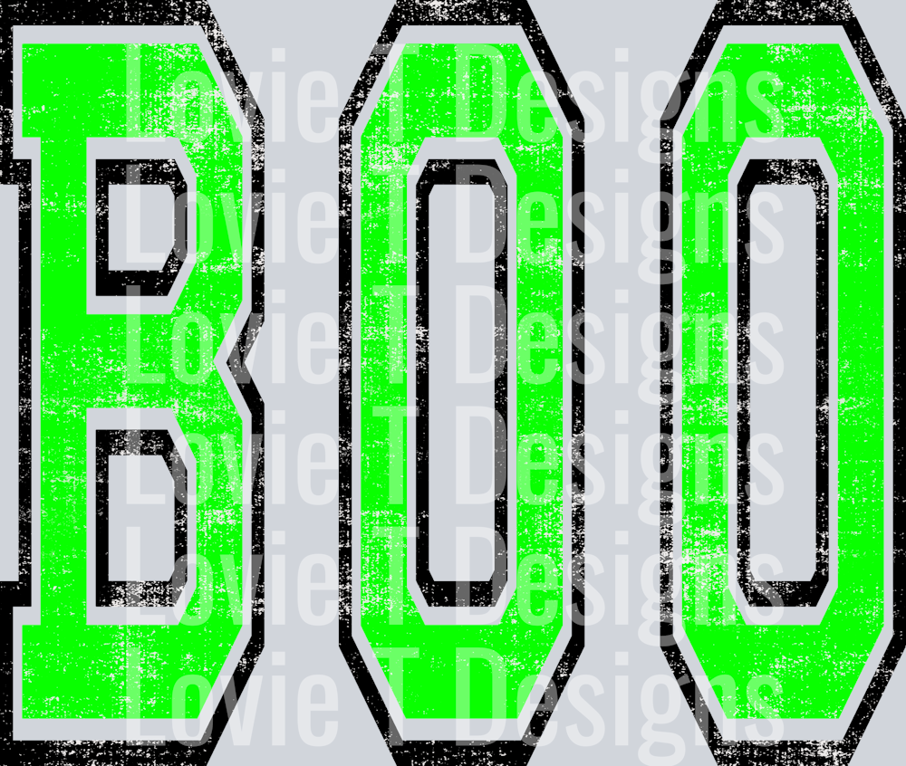 BOO OVERSIZED GRUNGE BRIGHT GREEN AND BLACK - Lovie T Designs