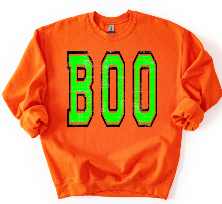 Boo Oversized Grunge Bright Green and Black DTF transfer design – image 1