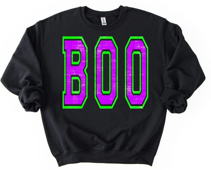 Boo Oversized Grunge Purple and Bright Green DTF transfer design – image 1