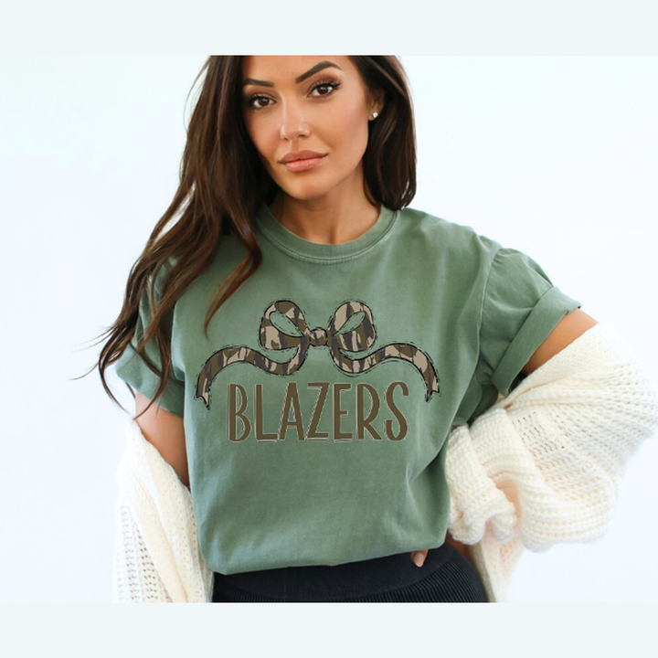 Bottomland Blazers Wide Bow Green Font – DTF Transfer
