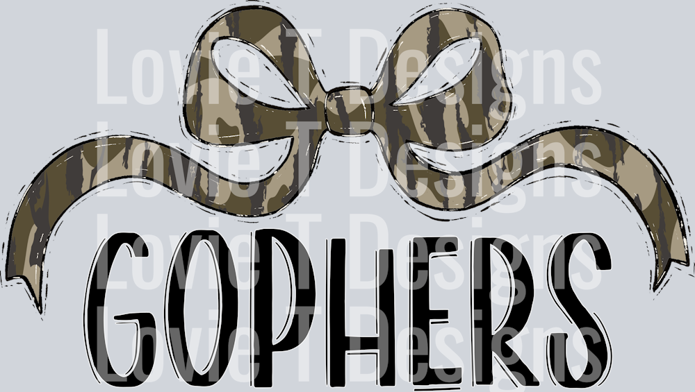 BOTTOMLAND GOPHERS WIDE BOW BLACK FONT