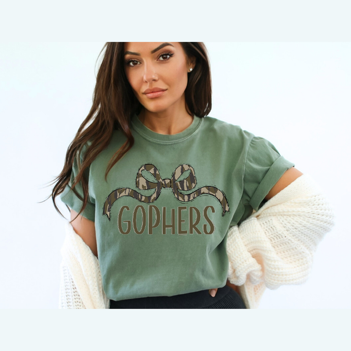 Bottomland Gophers Wide Bow Green Font – DTF Transfer