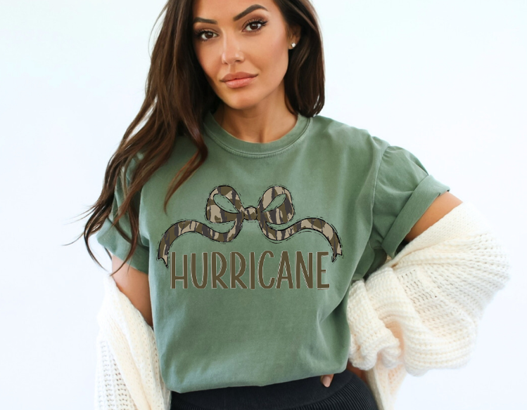 Bottomland Hurricane Wide Bow Green Font DTF transfer design – image 1
