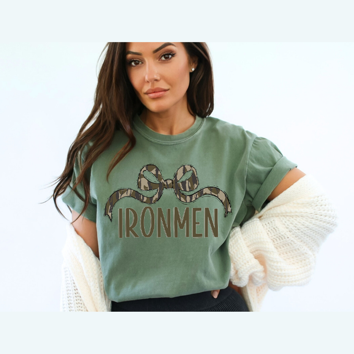 Bottomland Ironmen Wide Bow Green Font – DTF Transfer