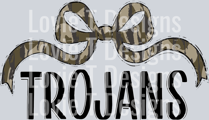 BOTTOMLAND TROJANS WIDE BOW BLACK FONT